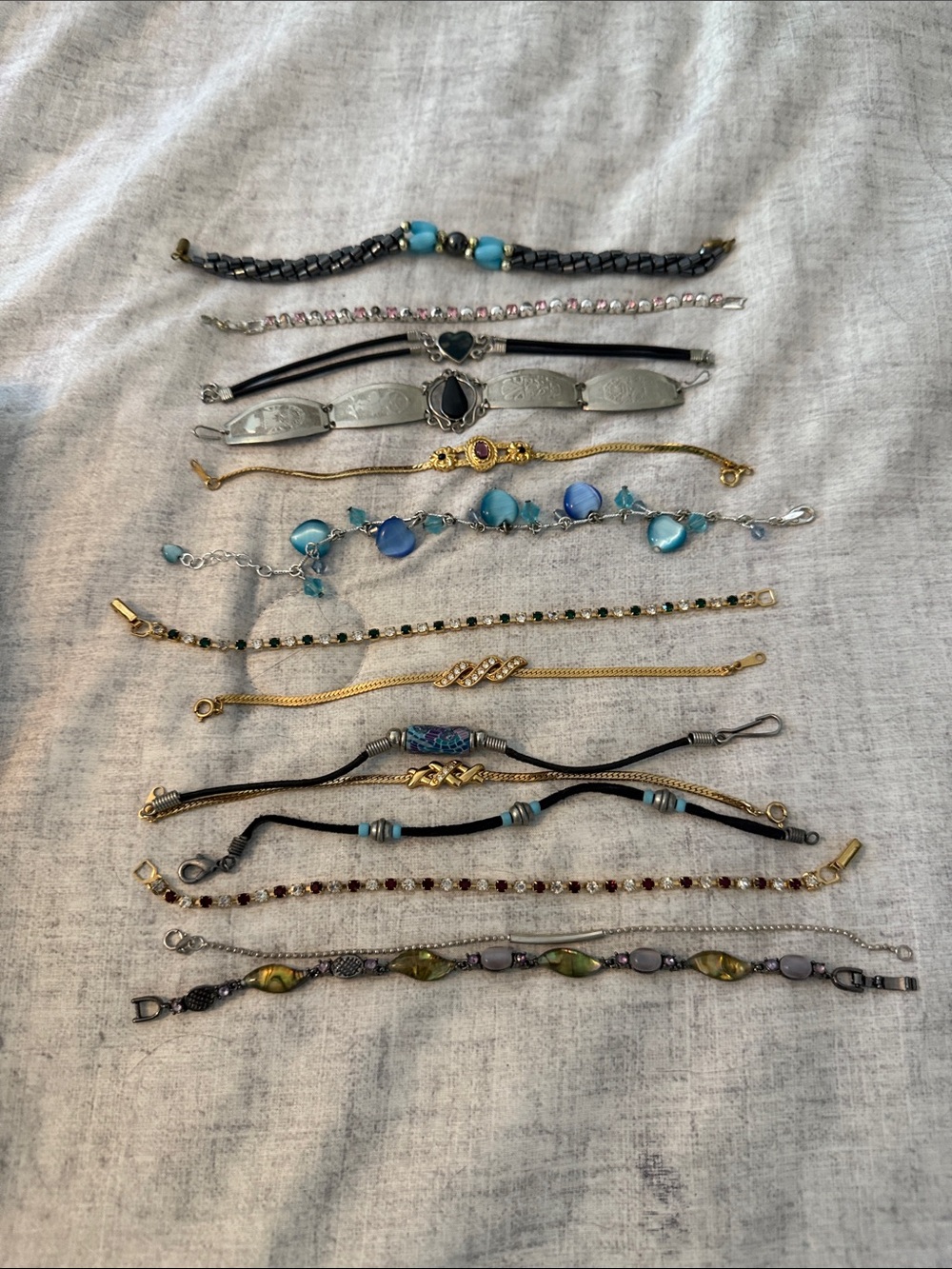 Mixed Women’s Bracelet Set in Blue, Gold, Black and Silver